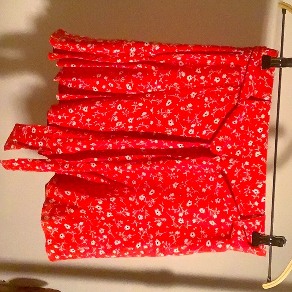 Zara red floral skort with belt